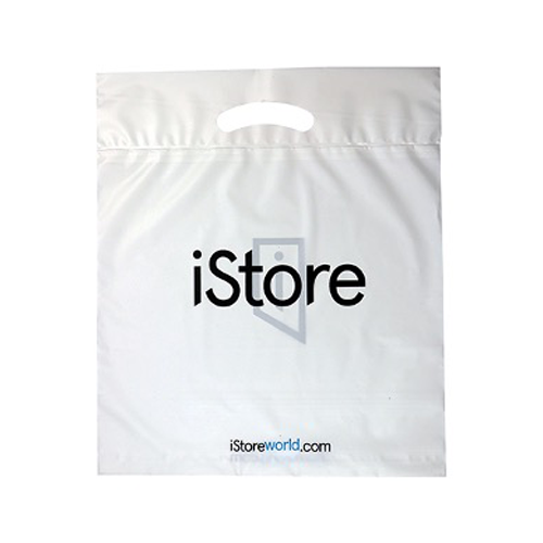 Plastic bags with cut and reinforced handle